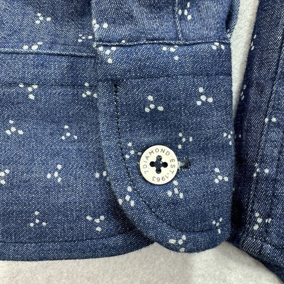 7 Diamonds Geometric Long Sleeve Chambray Shirt Slim Fit Button Down Supima MD - Picture 3 of 12